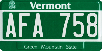 VT license plate AFA758