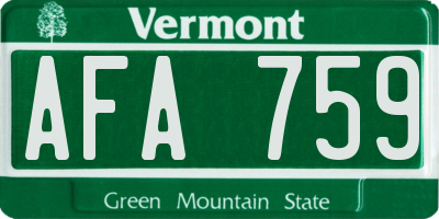 VT license plate AFA759