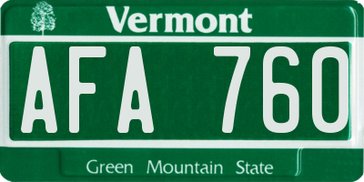 VT license plate AFA760