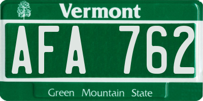 VT license plate AFA762