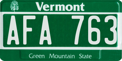 VT license plate AFA763