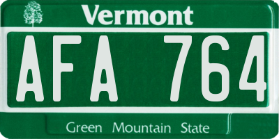 VT license plate AFA764