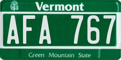 VT license plate AFA767
