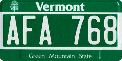VT license plate AFA768