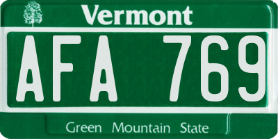 VT license plate AFA769
