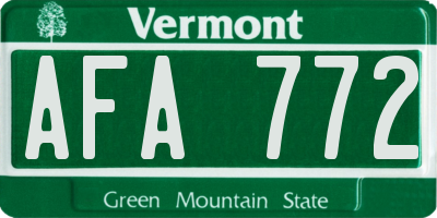 VT license plate AFA772
