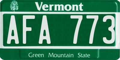 VT license plate AFA773