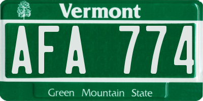 VT license plate AFA774