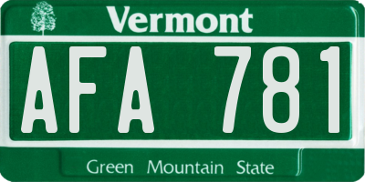 VT license plate AFA781