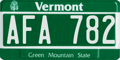 VT license plate AFA782