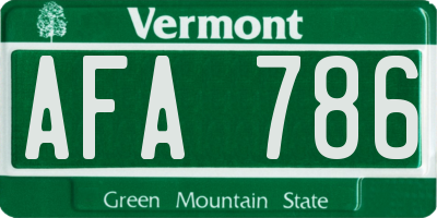 VT license plate AFA786