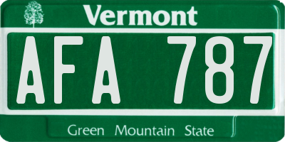 VT license plate AFA787