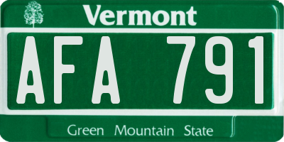 VT license plate AFA791