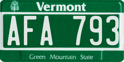VT license plate AFA793