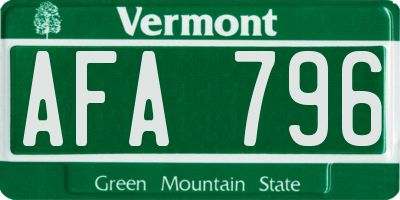 VT license plate AFA796