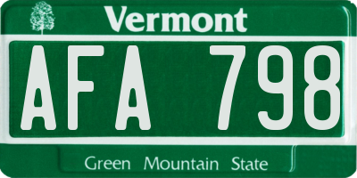 VT license plate AFA798