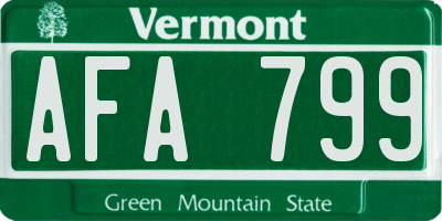 VT license plate AFA799