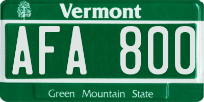 VT license plate AFA800