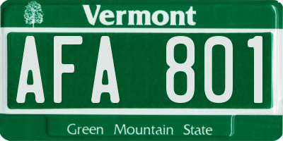 VT license plate AFA801