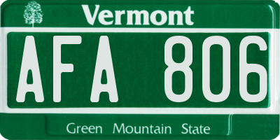 VT license plate AFA806