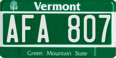 VT license plate AFA807