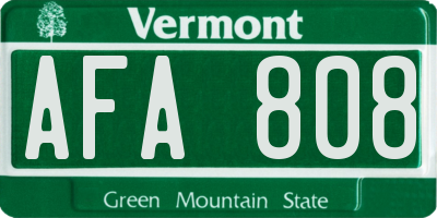 VT license plate AFA808