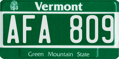 VT license plate AFA809
