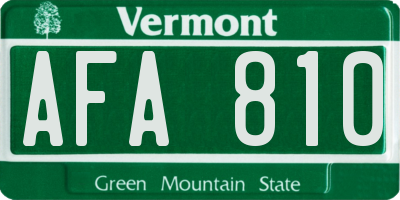 VT license plate AFA810