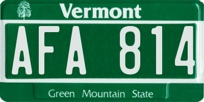 VT license plate AFA814
