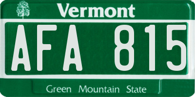 VT license plate AFA815