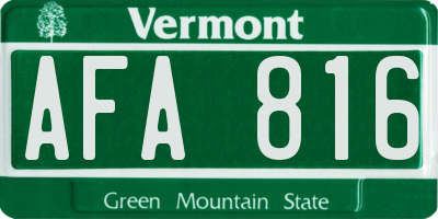 VT license plate AFA816