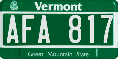 VT license plate AFA817