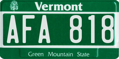 VT license plate AFA818