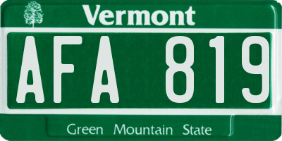 VT license plate AFA819