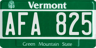 VT license plate AFA825