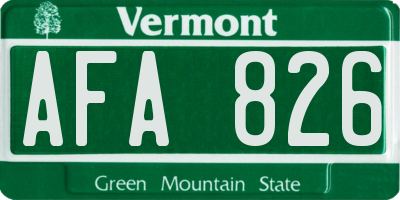 VT license plate AFA826