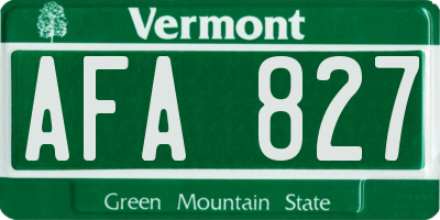 VT license plate AFA827