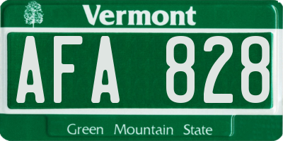 VT license plate AFA828