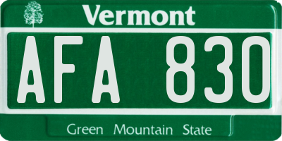 VT license plate AFA830