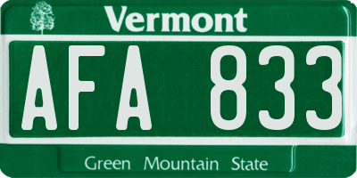 VT license plate AFA833