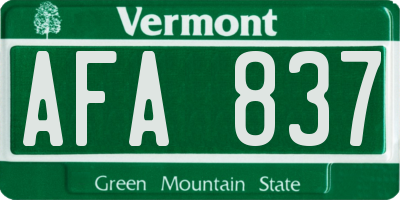 VT license plate AFA837
