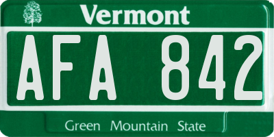 VT license plate AFA842