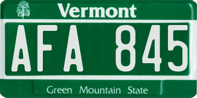 VT license plate AFA845