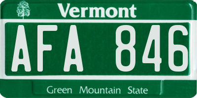 VT license plate AFA846