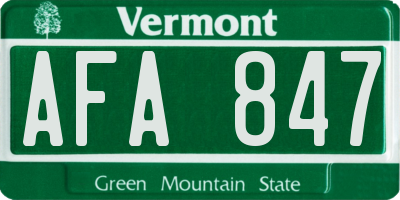 VT license plate AFA847