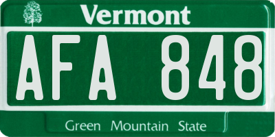 VT license plate AFA848