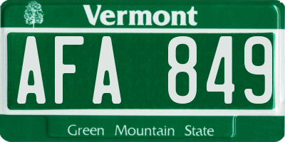 VT license plate AFA849