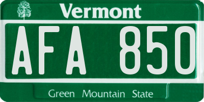 VT license plate AFA850