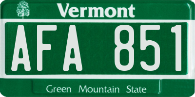 VT license plate AFA851