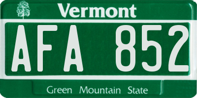 VT license plate AFA852